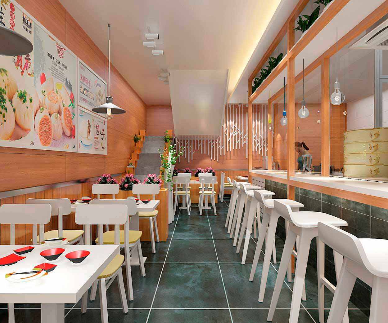 餐飲店設計|加盟店空間設計-功夫大包SI形象設計